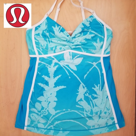 lululemon athletica Tops - Unique Lululemon Blue Flower Tank Top